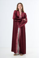 Velvet Lace Abaya - Bordeaux