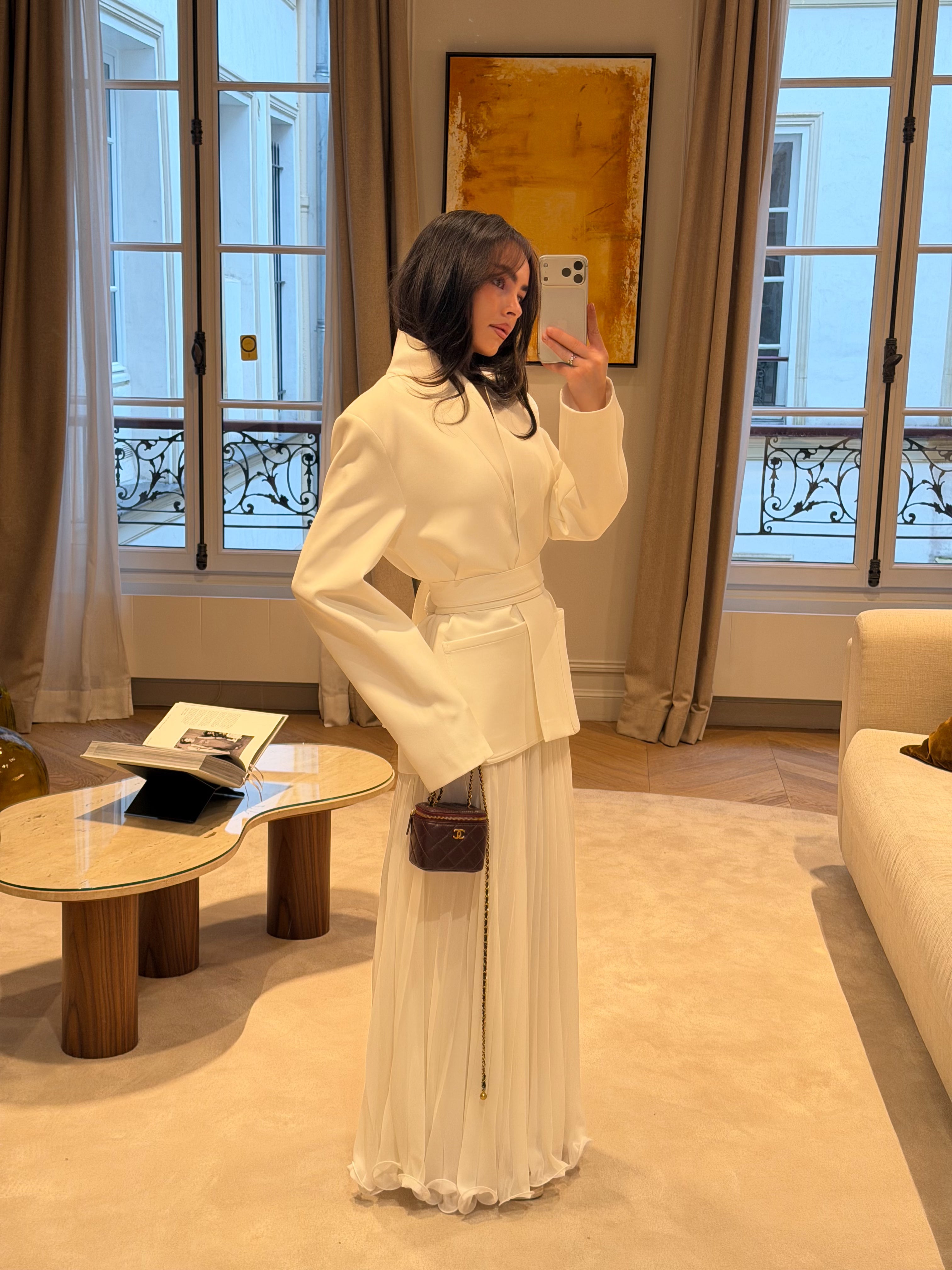Wrapped Premium Blazer - White-5