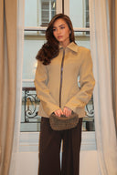 Zip-Up Blazer Jacket - Beige