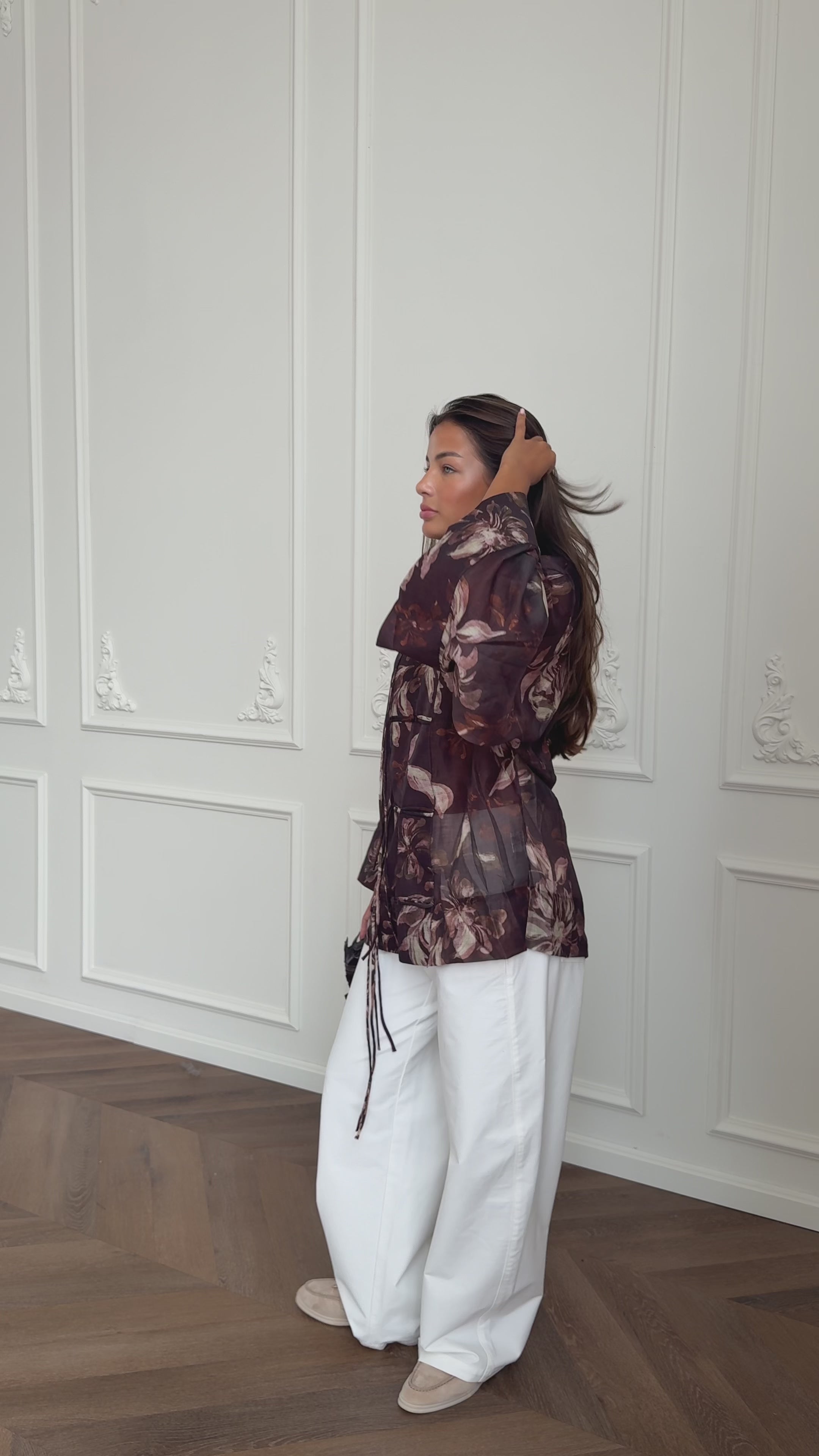 Flower Blouses - Brown-3