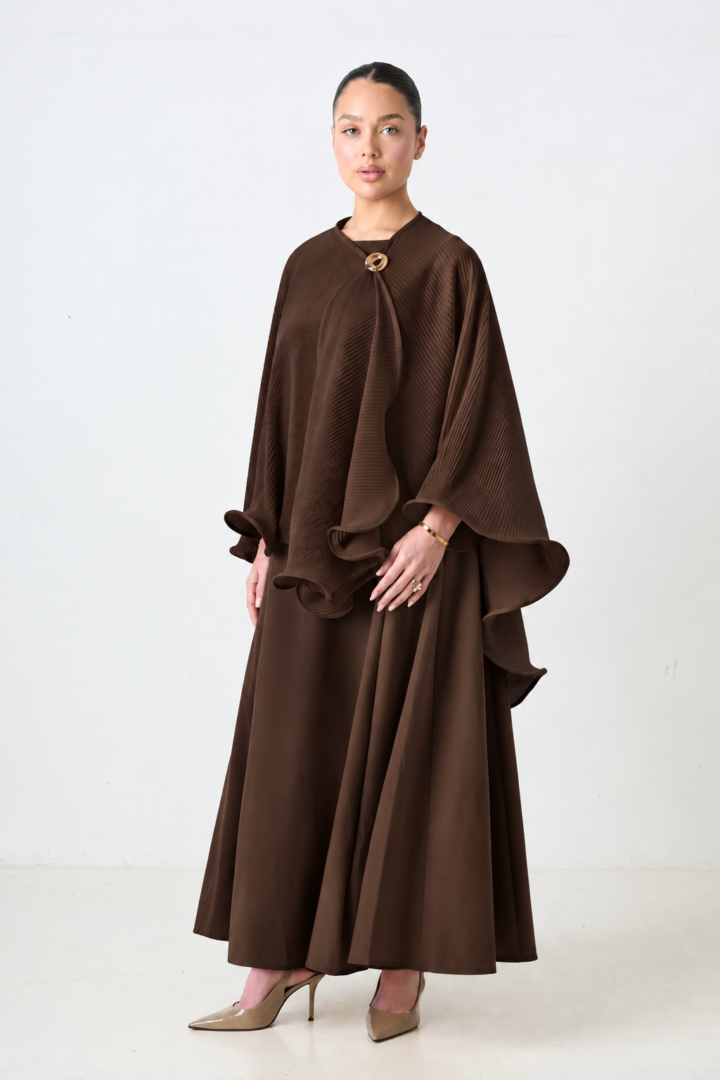 Rüschenponcho – Creme